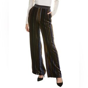 Diane Von Furstenberg Black and Gold Striped Wide Leg Pants